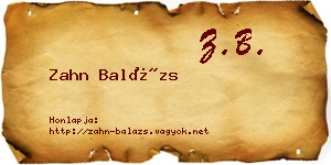 Zahn Balázs névjegykártya
